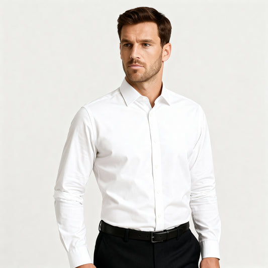 Basic Slim Button Front Shirt(Aurora White, White Light)